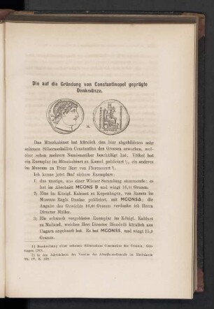 Die auf die Gründung von Constantinopel geprägte Denkmünze