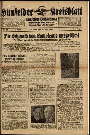 Erste Ausgabe vom Montag, den 24. Juni 1940.