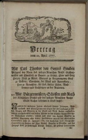 Vertrag vom 10. April 1777.