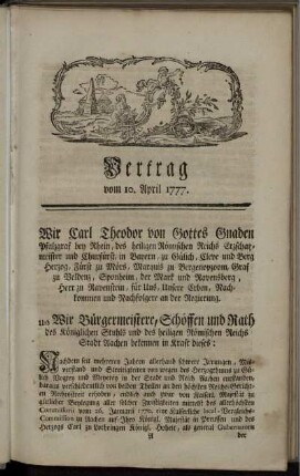 Vertrag vom 10. April 1777.