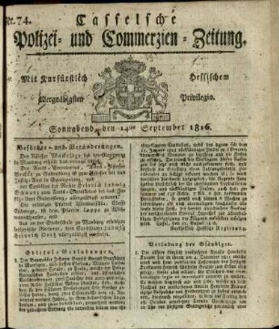Nr. 74, Sonnabend, den 14ten September 1816