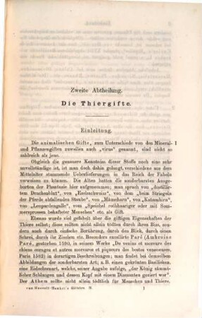 Handbuch der Giftlehre : für Chemiker, Ärzte, Apotheker und Gerichtspersonen ; in 2 Theilen. 2, Die Thiergifte und die Mineralgifte