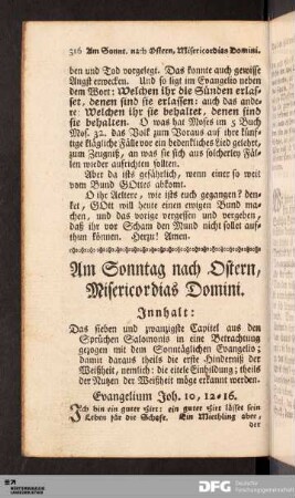 Am Sonntag nach Ostern, Misericordias Domini