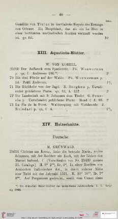 XIII. Aquatinta-Blätter (Nr. 25269 - 25273)