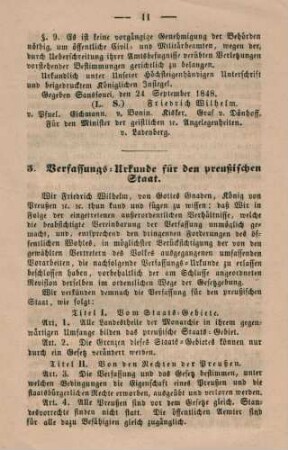 5. Verfassungs-Urkunde für den preußischen Staat.