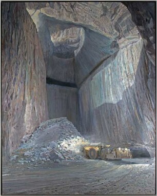 Ölgemälde, Salzabbau bei senkrechter Lagerung (Salzbergwerk Grasleben)