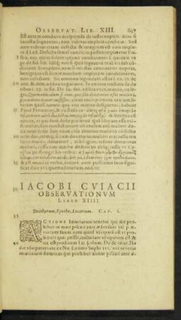 Iacobi Cuiacii Observationum Liber XIIII.