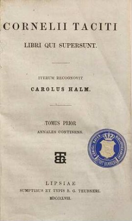 Cornelii Taciti Libri qui supersunt, 1. Annales