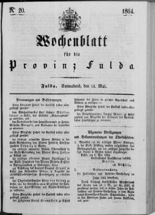 Nr. 20, Ausgabe vom 14. Mai 1864