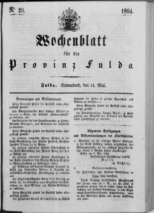 Nr. 20, Ausgabe vom 14. Mai 1864
