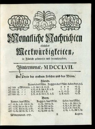 Wintermonat, MDCCLVII
