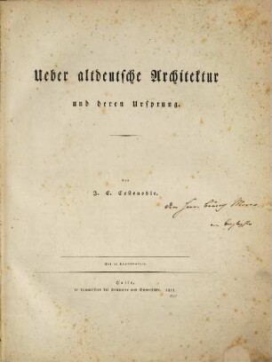 Ueber altdeutsche Architektur und deren Ursprung