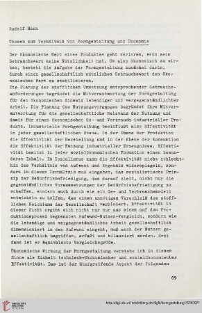2: Thesen zum Verhältnis von Formgestaltung und Ökonomie