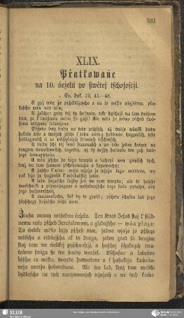 XLIX. Pṙatkowaṅe na 10. ṅeżelu po ßwėtej tschojoscżi