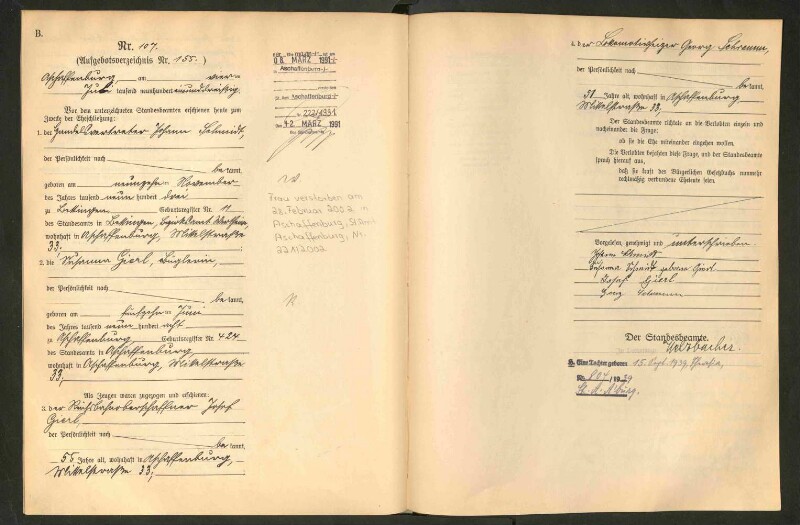 Standesamtsbuch der Stadt Aschaffenburg: Eheschließungen 252/1930 - 130/1931