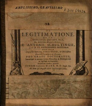 Disputatio Iuridica Inauguralis De Legitimatione