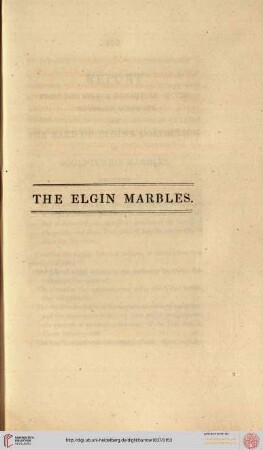 The Elgin Marbles: Report [...]