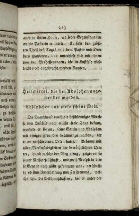 Heilmittel, die bei Adolphen angwendet wurden. Adölphchen und viele schöne Welt.