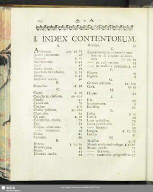I. Index Contentorum