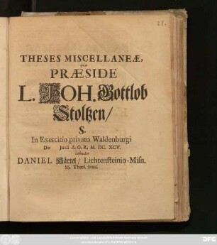 Theses Miscellaneae,
