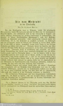 Die von Metzradt in der Oberlausitz