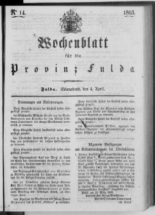 Nr. 14, Ausgabe vom 4. April 1863