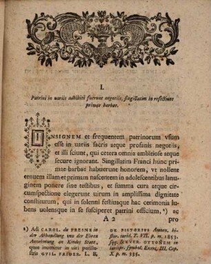De patrinis, eorumque origine, numero et sexu, item de S. Pancratio ... prolusiones academicae