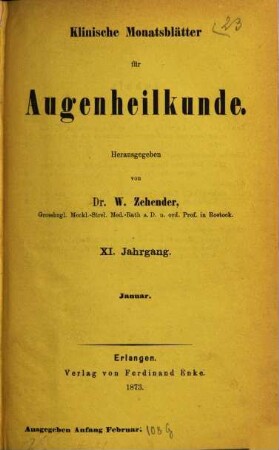 Klinische Monatsblätter für Augenheilkunde. 11, 11. 1873