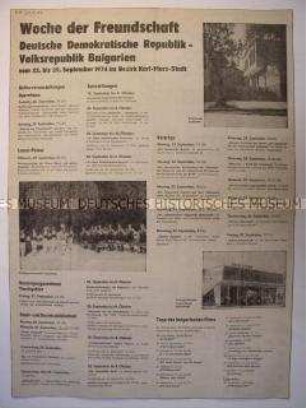 Programm der Freundschaftswoche DDR-Bulgarien auf einer Zeitungsseite