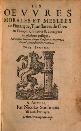 Les oeuvres morales, 2. (1577)