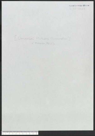 Brief (Verfasser: Perutz, Leo; Adressat: Kohner, Paul; Verfasser: Universal Pictures)