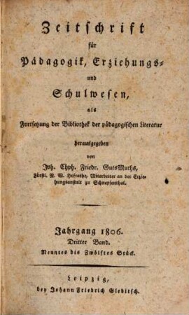 Zeitschrift für Pädagogik, Erziehungs- und Schulwesen, 1806,3 = Bd. 21