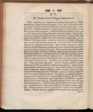 §. V. De Titulo Caroli Magni Imperatoris.