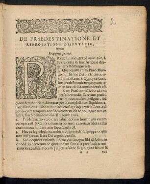 De Praedestinatione Et Reprobatione Disputatio.