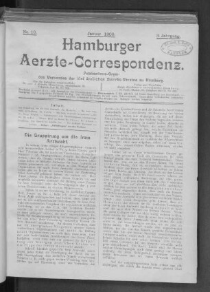 3.1900: Hamburger Ärzte-Correspondenz : Zeitschr. für d. Veröff. d. ärztl. Standesvereine Hamburgs u. d. Altonaer Ärztlichen Vereins