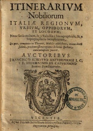 Itinerarivm Nobiliorum Italiae Regionvm, Vrbivm, Oppidorvm Et Locorvm, 3