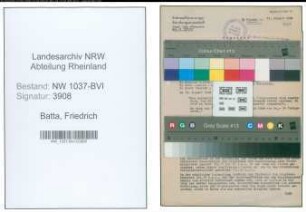 Entnazifizierung Friedrich Batta , geb. 07.11.1894 (Gastwirt)