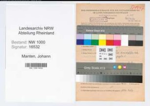 Entnazifizierung Johann Manten, geb. 24.09.1921 (Zollbetriebsassistent)