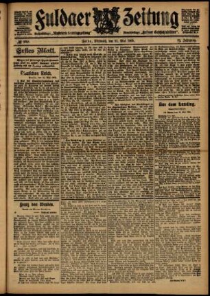 Erste Ausgabe vom Mittwoch, den 31. Mai 1905.