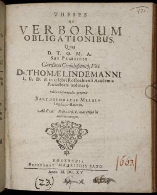 Theses De Verborum Obligationibus