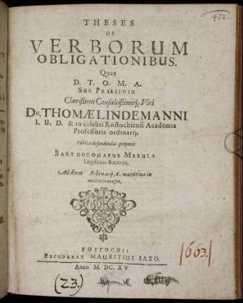 Theses De Verborum Obligationibus