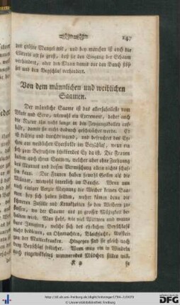 Von dem männlichen und weiblichen Saamen.
