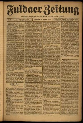 Erste Ausgabe vom Mittwoch, den 05. Januar 1921.