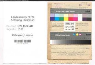 Entnazifizierung Helene Gillessen, geb. 16.05.1882 (Staedtischer Angestellter)