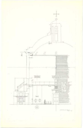 Döllgast, Hans; München; Ostfriedhof, Aussegnungshalle - Schnitt