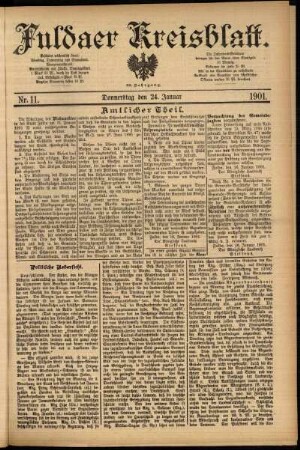 Erste Ausgabe vom Donnerstag, den 24. Januar 1901.