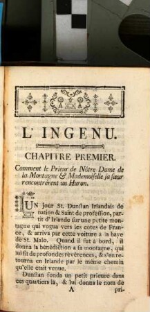 L' Ingénu : Histoire Veritable Tirée des Manuscripts du Père Quesnel