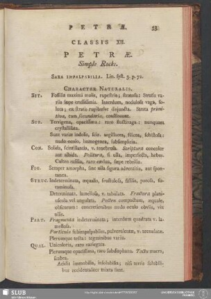 Classis XII. Petrae. Simple Rocks
