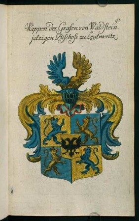 91, Wappen des Grafen von Waldstein, jetzigen Bischofs zu Leutmeritz