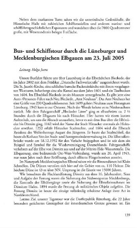 Bus- und Schiffstour durch die Lüneburger und Mecklenburgischen Elbgauen am 23. Juli 2005